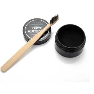بودره الفحم مع فرشاه الخيزران Activated Charcoal Teeth Whitening With bamboo brush